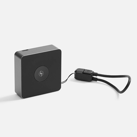 Внешний аккумулятор с беспроводной зарядкой Aura Power, серый - рис 2.